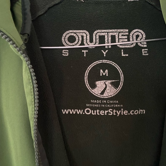 Outer Style hooded Shell full zip Jacket green Medium - Picture 3 of 4